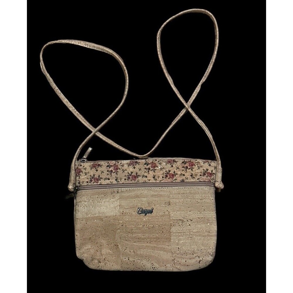CARPEL PORTUGAL Crossbody Bag W‎ Zipper Pocket Vegan Cork EUC